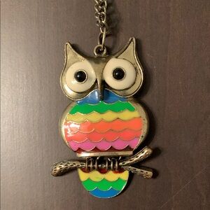 Owl Pendant Necklace with 15” Chain